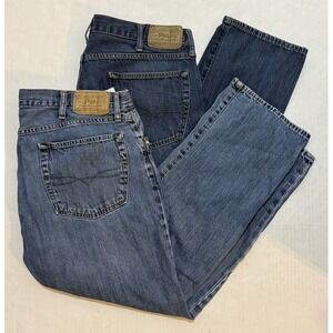 (2) Lot Polo Ralph Lauren Classic Fit Blue Navy Jeans Slim Straight 38x30 Pants